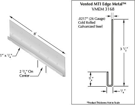 MTI Vented Edge Metal 4' Long (52 Linear Feet/Tube)