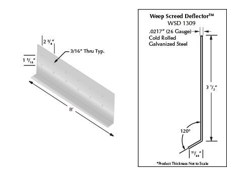 MTI Weep Screed Deflector 4' Long (80 Linear Feet/Tube)